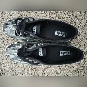 Keds Black and Silver Textured Sneakers